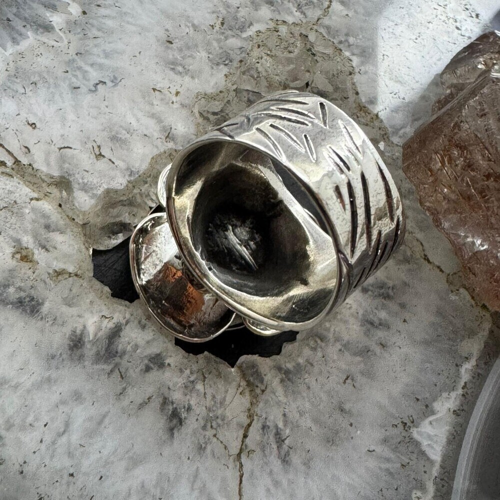 Sterling Silver Rose with Decorated Band Fashion Ring For Women, Taxco Mexico - Picture 6 of 10